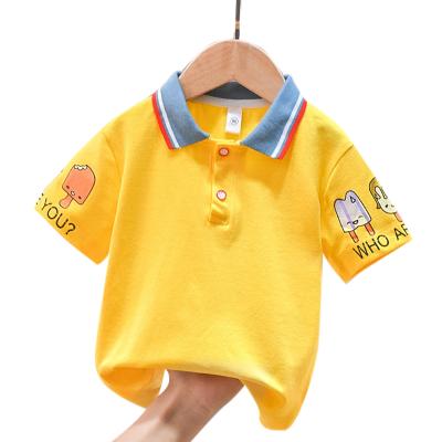 China Yellow Color O Neck Kids T-shirt Clothes Anti-Shrink 100% Cotton For Baby Boy for sale