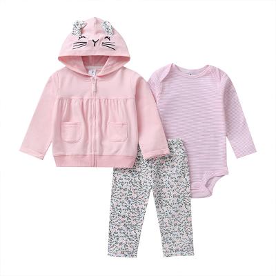 China Breathable Long Sleeve Newborn Baby Set Hooded Baby Romper Baby Clothes Wholesale Clothing Sets for sale