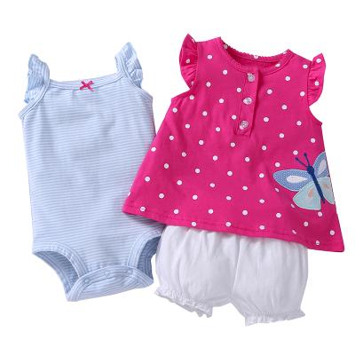 China Breathable Baby Short Romper Summer Clothes 3Pcs Newborn Baby Clothing Set for sale