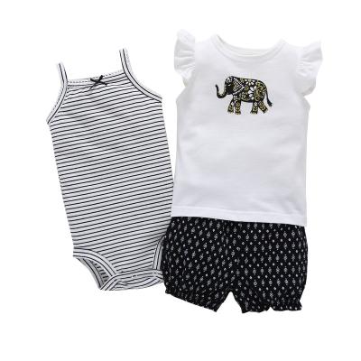 China Wholesale Breathable Summer Baby Clothes 3Pcs Romper Infant Baby Clothing Set for sale