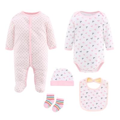 China Baby Rompers Cozy Cute 100% Cotton Clothes Sets 5 Pcs Newborn Baby Clothes for sale