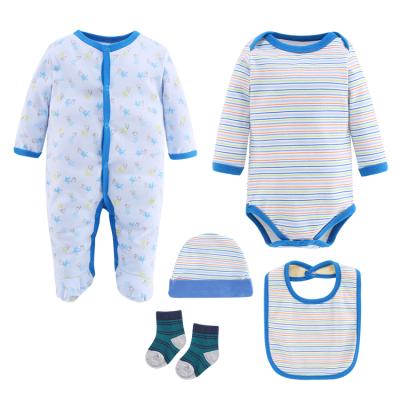 China Cozy Toddler Striped Clothing Sets Baby Boy Socks Cotton Rompers Sets Newborn Baby for sale