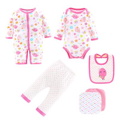 China Cozy 6 Pcs Baby Gift Set Cute Printed Romper Clothes Pants Children Clothing Sets Newborn for sale