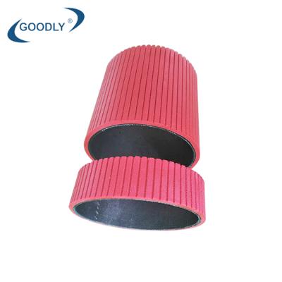 China Belt Drive Wear Resistant Red Rubber Coating Flat Belt With Vertical Splines For Machine Paged Belt for sale