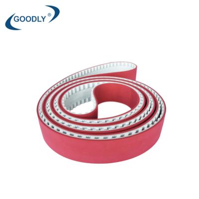 China Durable Wear Resistance Customized PU Timing Belt Wear-Resisting Red Rubber Coating Manufacturer for sale