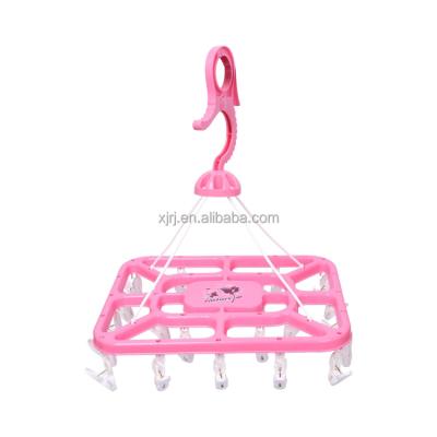 China Modern Personalized Super Mini Non Slip Cheap Used Clear Clothes Hanger Hook Plastic Sock With Multi Clip for sale