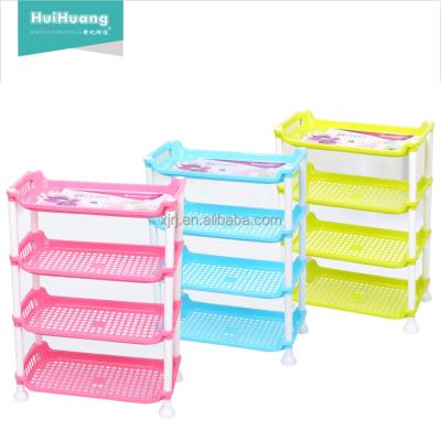 China Factory Modern Small Size Shantou Kitchen Office Bathroom 4 Layers PP Storage Shelf Corner Drawer Colorful Plastic Shelving Storage for sale