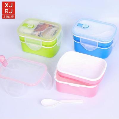 China 1450ml Double-Layer Microwavable Tiffin Lunch Box Bento Lunch Container Colorful Meal Prep Containers PP Food Containers for sale