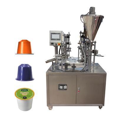 China Rotary Beverage Capsule Coffee Powder Filling And Sealing Machine With Nitrogen Coffee Packing Machine for sale