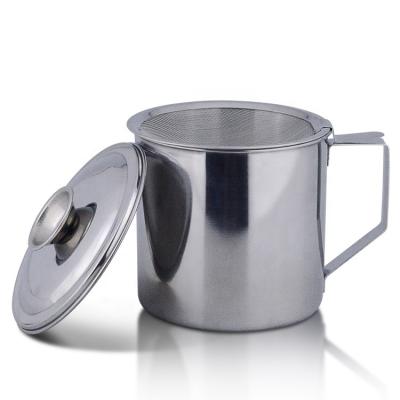 China Bulk Sale Stainless Steel Oil Cup Separator Cup Oil Canister Kitchen Oil Grease Viable Keeper With Strainer for sale