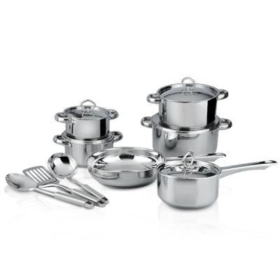 China Viable Wholesale Italian Surgical Stainless Steel Cookware Cook Tools Silver Pot Sets Kitchenware for sale