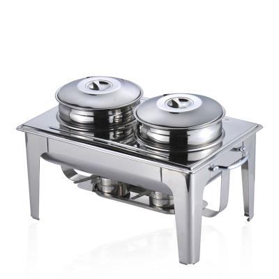 China Elegant Commercial Round Steamer Bain Marie Table Soup Restaurant Countertop Buffet Stainless Steel Food Warmer Double Pot for sale