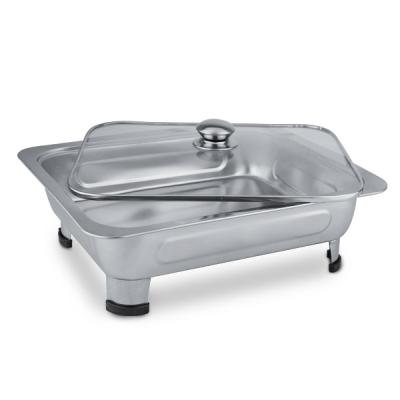 China Stainless Steel 410 Square serving dish glass lid food server food warmer tray for sale