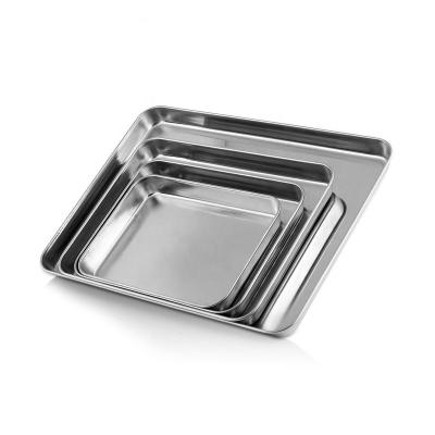 China Wholesale Sustainable Metal Food Tray Deep Plate Set Stainless Steel Serving Dish Tray for sale