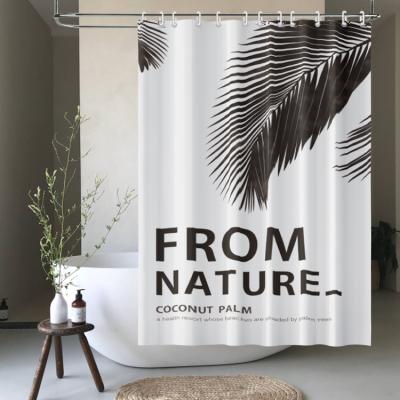 China Sustainable Nature Scenery Decor Coconut Tree Bathroom Tropical Black Printed Shower Curtain 180x180cm for sale