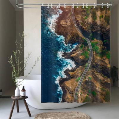 China Good Quality Sustainable Fashion 3D Digital Printing Waterproof Full Polyester Shower Curtain 72x72 Inches for sale