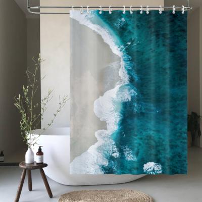 China Custom sustainable mitovilla 3d polyester ocean shower curtain for home hotel for sale