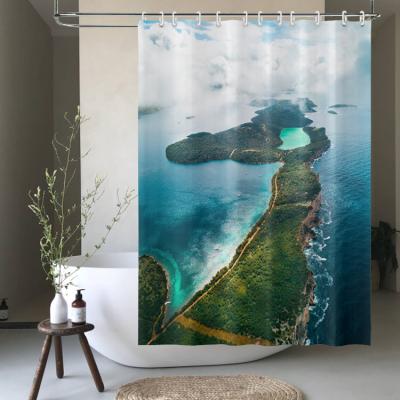 China Hot Sale Sustainable To Custom Design Natural Landscape 3D Polyester Printing Shower Curtain Window 180x180cm for sale