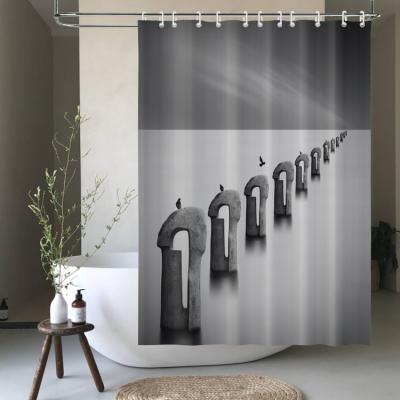 China Hot Selling Sustainable Amazon Rust Birds Anti Stone 3D Printed Watwrproof Shower Curtain 180x180cm for sale