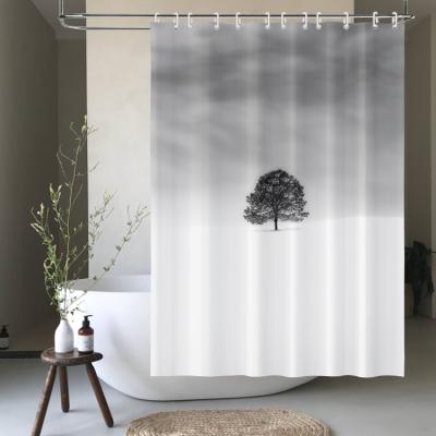 China USA Fabric Polyester Simple Vivid Modern Vivid Tree Printed Shower Curtain 180x180cm for sale