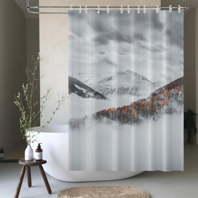 China 72x72 Inches Sustainable Modern Custom 3D Printing Bathroom Landscape Waterproof Polyester Shower Curtain for sale