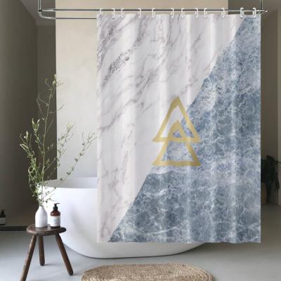 China Viable Concise New Design Digital Printed Hotel Shower Curtain 3d Geometric Marble 72x72 Inches for sale