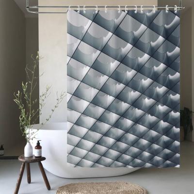 China Viable Pattern Abstract Ladder Sense Home Fashion 3d Geometric Printed Shower Curtains for sale