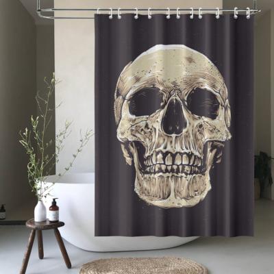 China Viable Design Fashion Black Skull Cool Polyester Waterproof Shower Curtain for sale