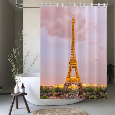 China Sustainable Hot Selling Vintage Fabric Water Proof Shower Curtain For Bathroom Decor 180x180cm for sale