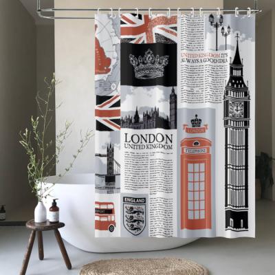 China Sustainable Hot Selling Fancy Landscape Pattern Fabric Waterproof Shower Curtain For Bathroom for sale