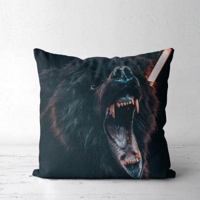 China Anti Static Custom Animal Bear Printed Cushion 3d Luxury Home Sofa Decor Cushion Cover for sale