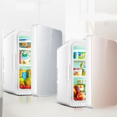 China New 10L Door Car Beauty Skin Care Fridge Mini Fruit Soft Drink Food Storage Thermoelectric Luxury Glass Cooler Fridges for sale