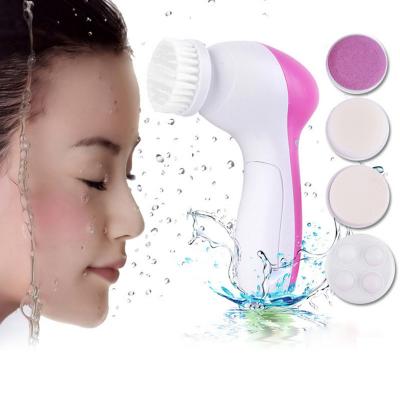 China Acne Treatment 5 In 1 Portable Wholesale Facial Deep Pore Detergent Face Brush Dry Pile Cleansing Brush Blackhead Removal Brush for sale