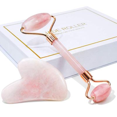 China OEM Private Label Anti-Puffiness Anti-Puffiness Jade Roller Jade Stone Anti Aging Natural Rose Quartz Facial Roller for Face Massage for sale