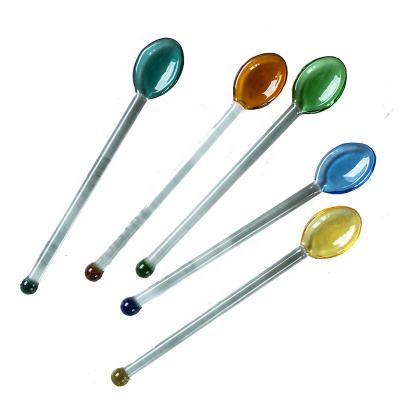 China Sustainable Borosilicate Tempered Solid Color Mini Glass Drink Spoon Stirrer for sale