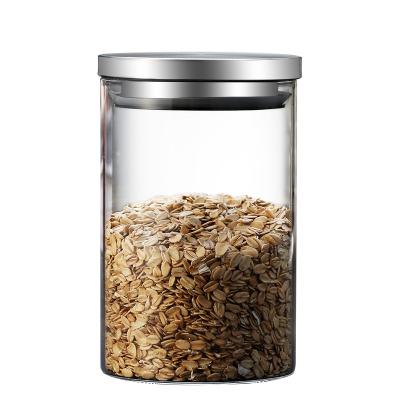 China Wholesale Food Storage Kitchen Lid Metal Jar Glass Cover Stocked Glass Jars With Stainless Steel Lid for sale