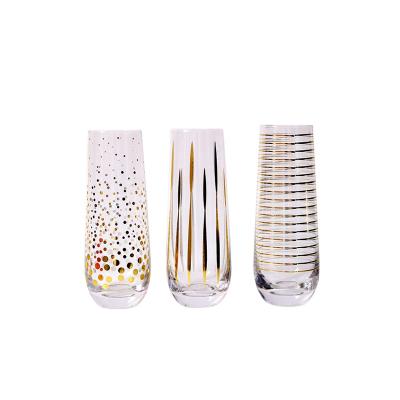 China New factory price classic / postmodern cheap blown stemless champagne machine glass flutes for sale