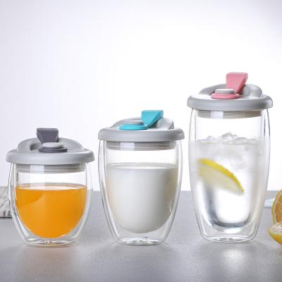 China Wholesale Minimalist Double Wall Coffee Mug Color Insulation Glass Bottle Clear Egg Shaped Cup With Lid for sale