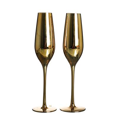 China Classic / Postmodern New Gold Plated Tulip Shape Champagne Glass for sale