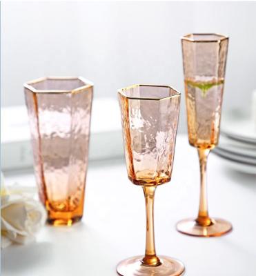 China Hotel Champagne Color Tumbler and Tumbler Wine Glass Set for sale