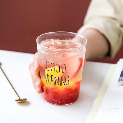 China Viable Heat Resistant Stylish Single Wall Glass Hello Mug Tumbler for sale