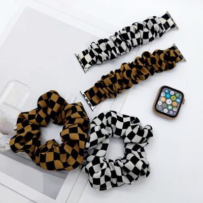 China BOORUI Leopard Print Scrunchie Nylon Watch Band For Apple Watch Band 7 Series Strap 45mm for sale