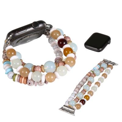 China Fashion BOORUI Style Colorful Agate Strap Watch Bands For Apple Watch Beads Straps For Apple Watch Fashion Band for sale