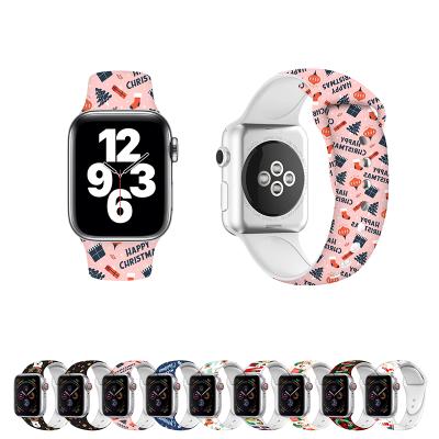 China BOORUI Christmas style fashion soft silicone strap for iwatch 6 5 4 3 42m 38mm custom 40 44 for apple watch bands for sale