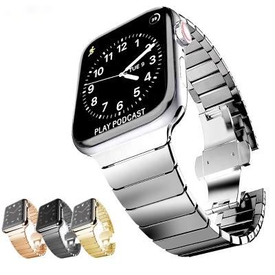 China 2020 BOORUI Stainless Steel Metal Butterfly Buckle Watch Strap For Apple Watch Series 6 Band 40mm Luxury Bands for sale