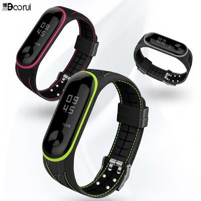 China Miband 4 Strap Boorui Silicone Waterproof Watch Band For Xiaomi MI Band 5 Strap 4 3 Integrated Soft MI Band 6 Strap for sale