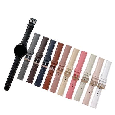 China BOORUI Fashionable Real Leather Line Silver Colored Luxury Elegant Style Buckle Replacement Straps For Samsung Watch 4 Band for sale