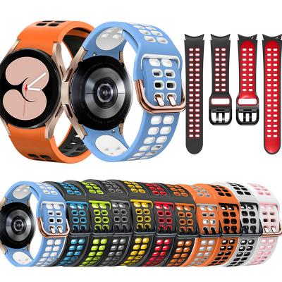 China Newest Color Fashion Soft Rubber Dual Sport Silicone BOORUI Replacement Strap For Samsung Watch 4 Strap 20mm for sale