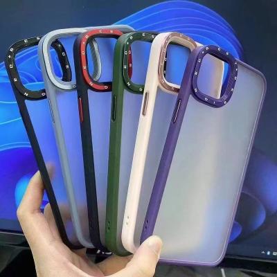 China Shockproof Luxury Silicon Acrylic Matte Case With Metal Camera Frame For Iphone 14 pro 14 plus 14 pro max for sale