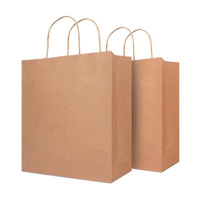 China Recyclable Custom Printed Your Own Logo Gift Craft White Brown Kraft Paper Cardboard Packaging Shopping Paper Bag With Handles for sale